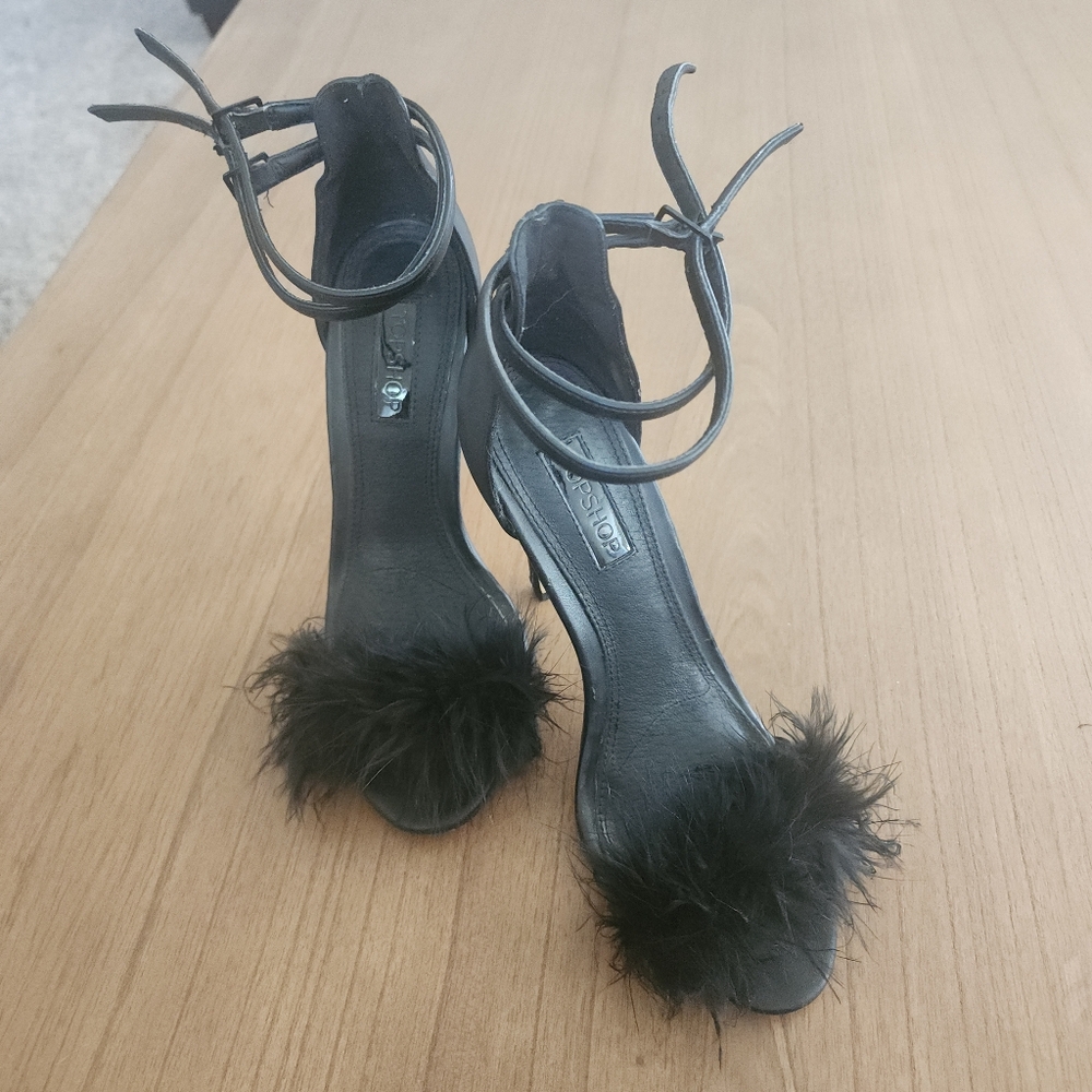 Top Shop Fuzzy Strappy Heels